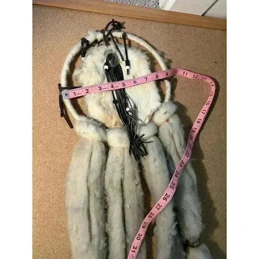 vintage native american dream catcher 29 Inch Handmade With Real Fur - Picture 11 of 11